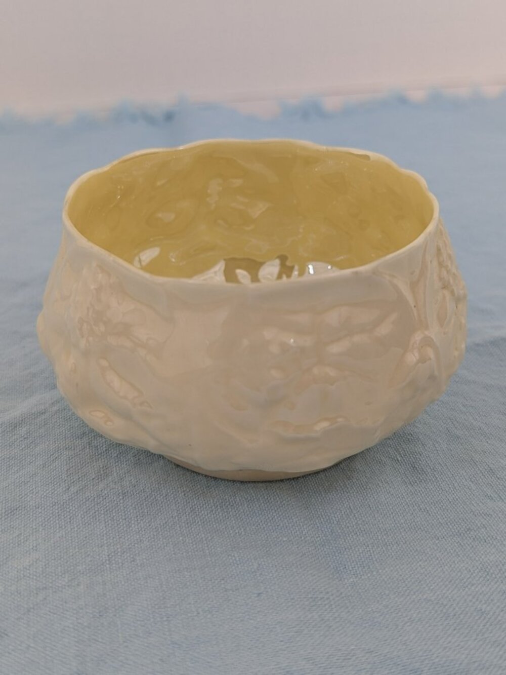 Belleek Porcelain Ivory Iridescent Sugar Bowl Vintage 3.5 Inch